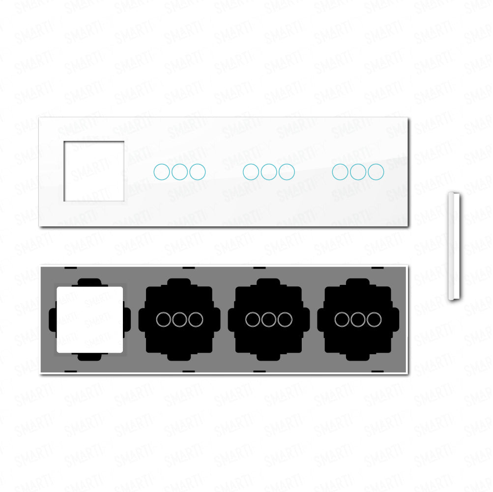 Smartify vPRO Espelho Quadruplo (Moldura + 3 botões + 3 botões + 3 botões) Branco - SYPE400030303BR