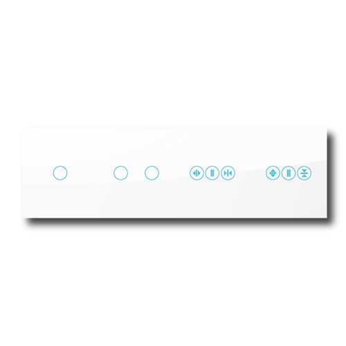 Smartify vPRO Espelho Quadruplo (1 botão + 2 botões + cortinas + estores) Branco - SYPE40102CTESBR – espelho compacto com acabamento em vidro temperado.