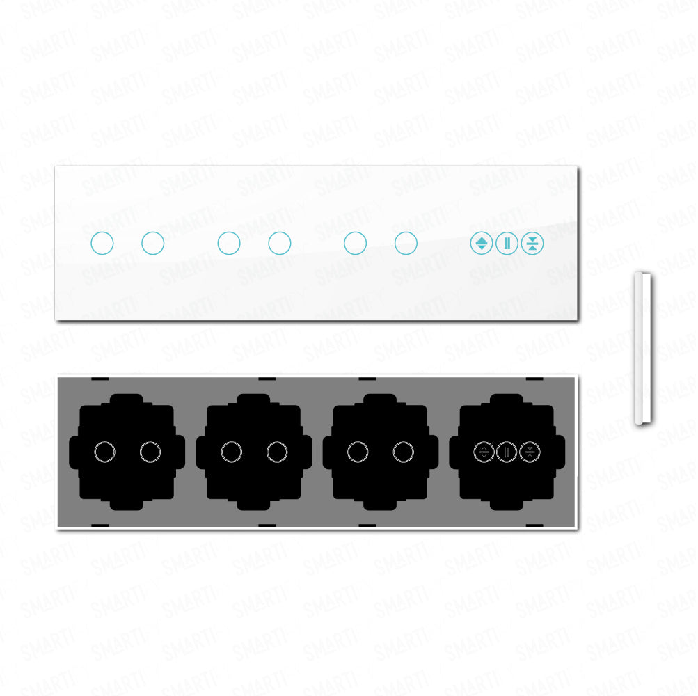 Smartify vPRO Espelho Quadruplo (2 botões + 2 botões + 2 botões + Estores) Branco - SYPE4020202ESBR