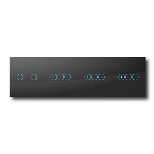 Smartify vPRO Espelho Quadruplo (2 botões + Dimmer + Dimmer + Dimmer) Preto - SYPE4021D1D1DPR