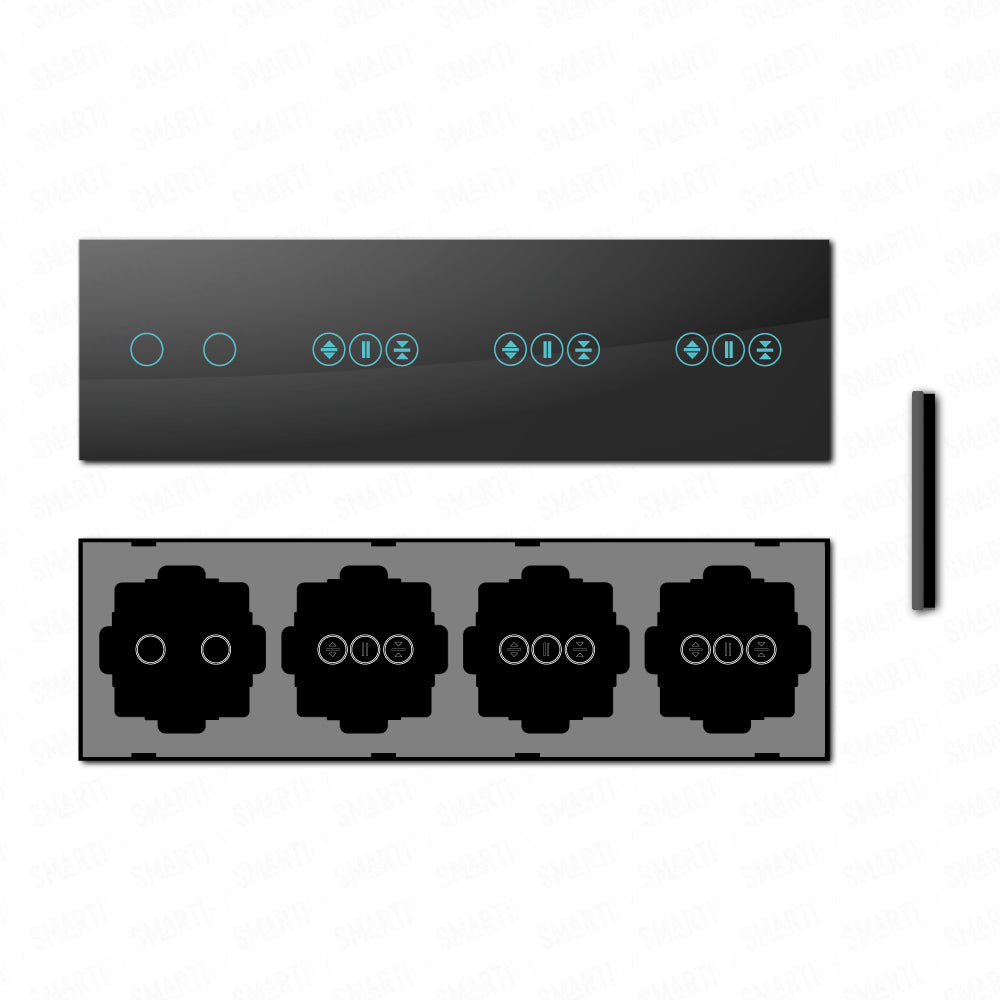 Smartify vPRO Espelho Quadruplo (2 botões + Estores + Estores + Estores) Preto - SYPE402ESESESPR