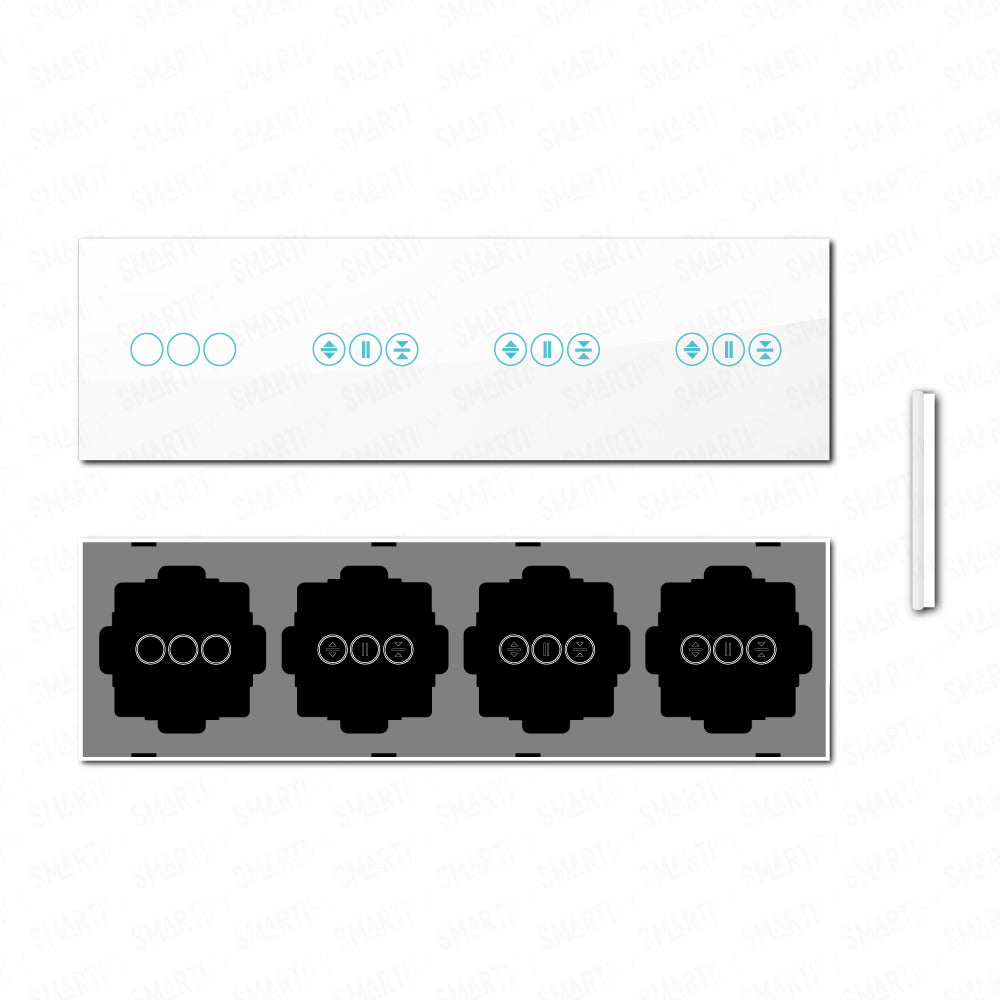 Smartify vPRO Espelho Quadruplo (3 botões + Estores + Estores + Estores) Branco - SYPE403ESESESBR