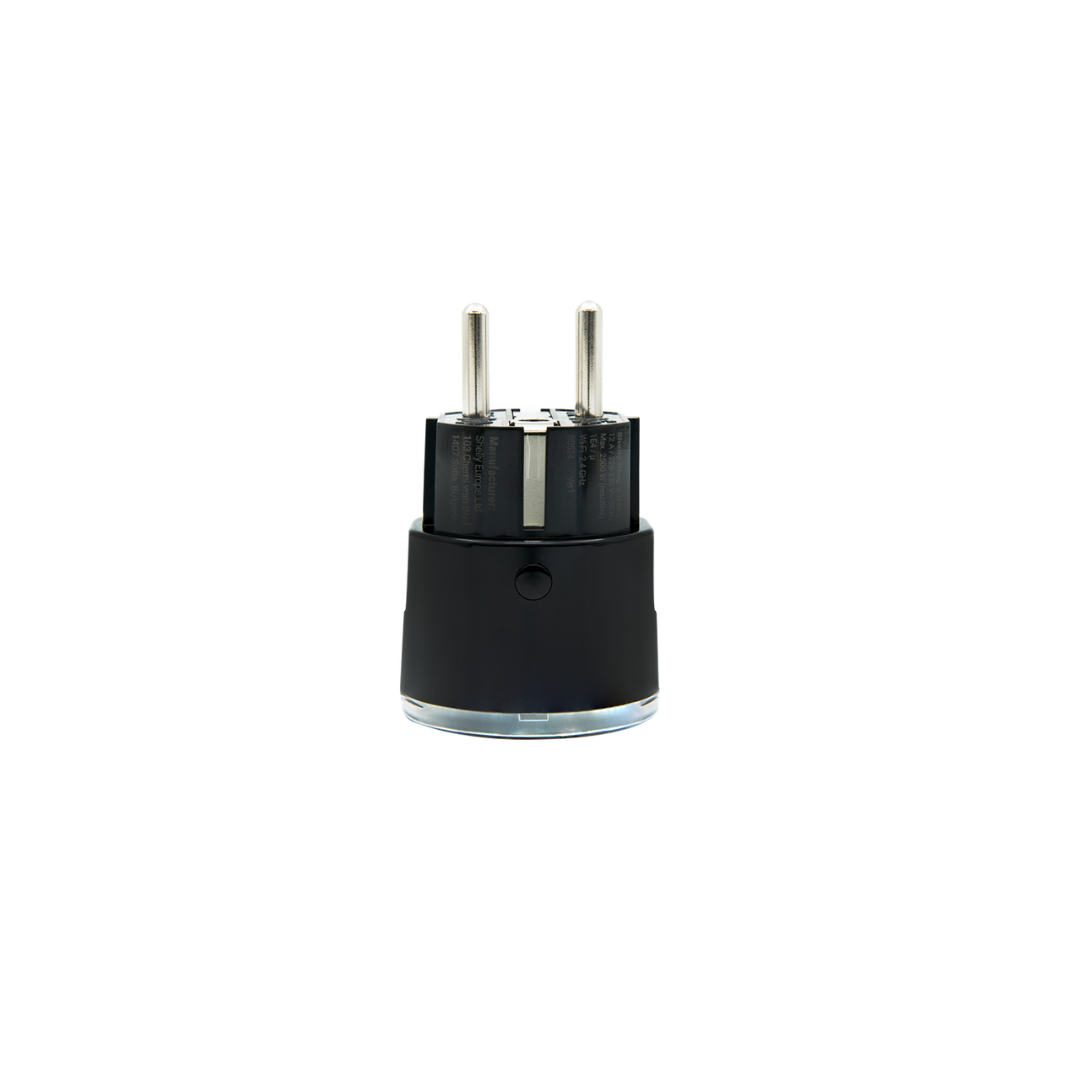 Tomada inteligente Shelly Plug S MTR Gen3 Black, compatível com Matter, permite controlo remoto e monitorização de consumo e integra-se com Assistentes Virtuais