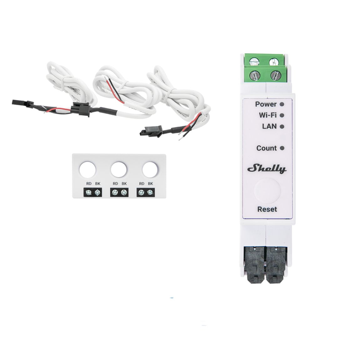 Medidor de energia trifásico ou monofásico para monitorizar consumo elétrico, com comunicação via WiFi e Bluetooth.