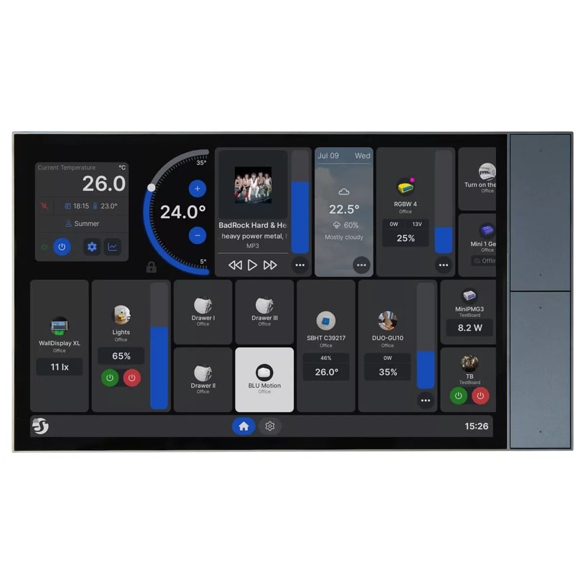 O Shelly Wall Display XL é um painel de controlo inteligente com ecrã tátil de 10,1 polegadas, projetado para reunir a gestão de todos os dispositivos Shelly e automatizações da sua casa ou empresa num único ponto. Com quatro botões totalmente personalizáveis e um relé integrado, permite controlar luzes, climatização, estores e outros aparelhos elétricos de forma rápida e prática.