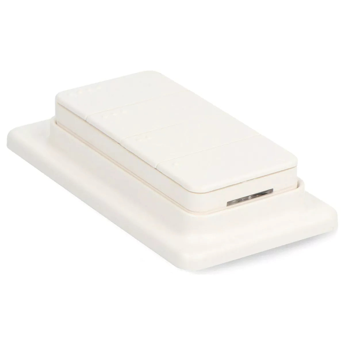 O Shelly BLU RC Button 4 ZB é um comando remoto inteligente e sem fios, equipado com quatro botões programáveis, desenvolvido para acionar cenas, automatizações e dispositivos de forma rápida e intuitiva. 