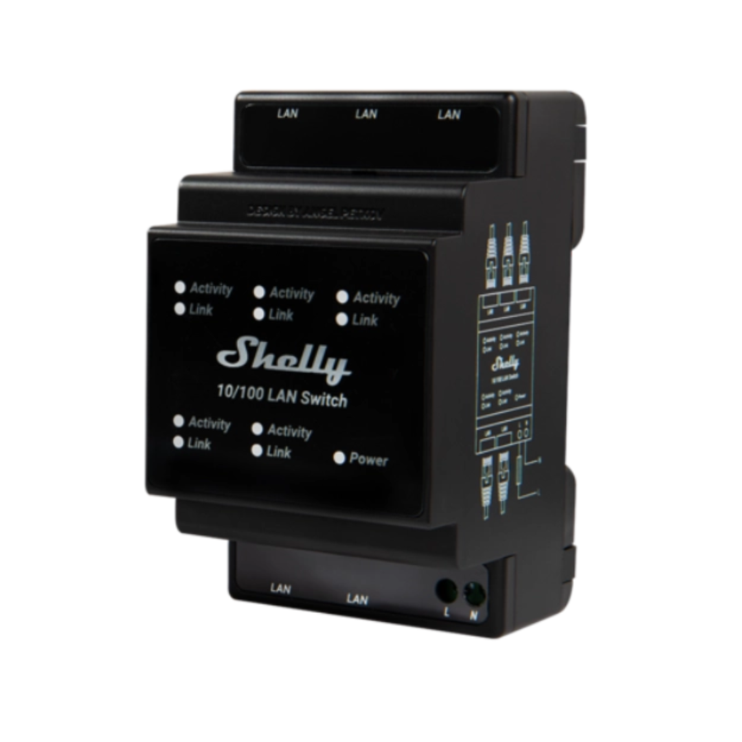Shelly LAN Switch de 5 portas: facilidade me montagem.