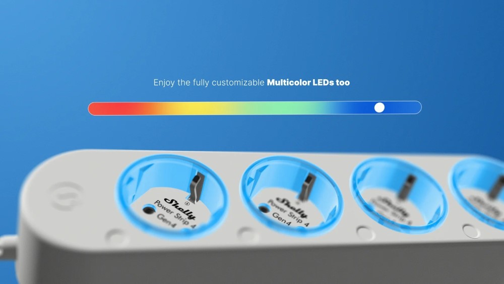 A Shelly Power Strip 4 Gen4 é uma régua de tomadas inteligentes de última geração, compacta, potente e extremamente versátil, ideal para controlar e monitorizar vários dispositivos elétricos de forma individual. Com suporte para Wi-Fi, Bluetooth, Zigbee e Matter, integra-se facilmente com os principais ecossistemas de automação doméstica, como Apple HomeKit, Alexa, Google Home e SmartThings.