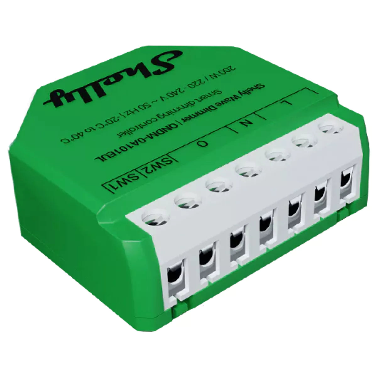 O Shelly Wave Dimmer LR é um controlador inteligente de iluminação regulável até 200 W, compatível com Z-Wave Plus e Z-Wave Long Range. Permite instalação com ou sem fio neutro (bypass para cargas <5 W) e oferece medições em tempo real de potência, energia, corrente e tensão.