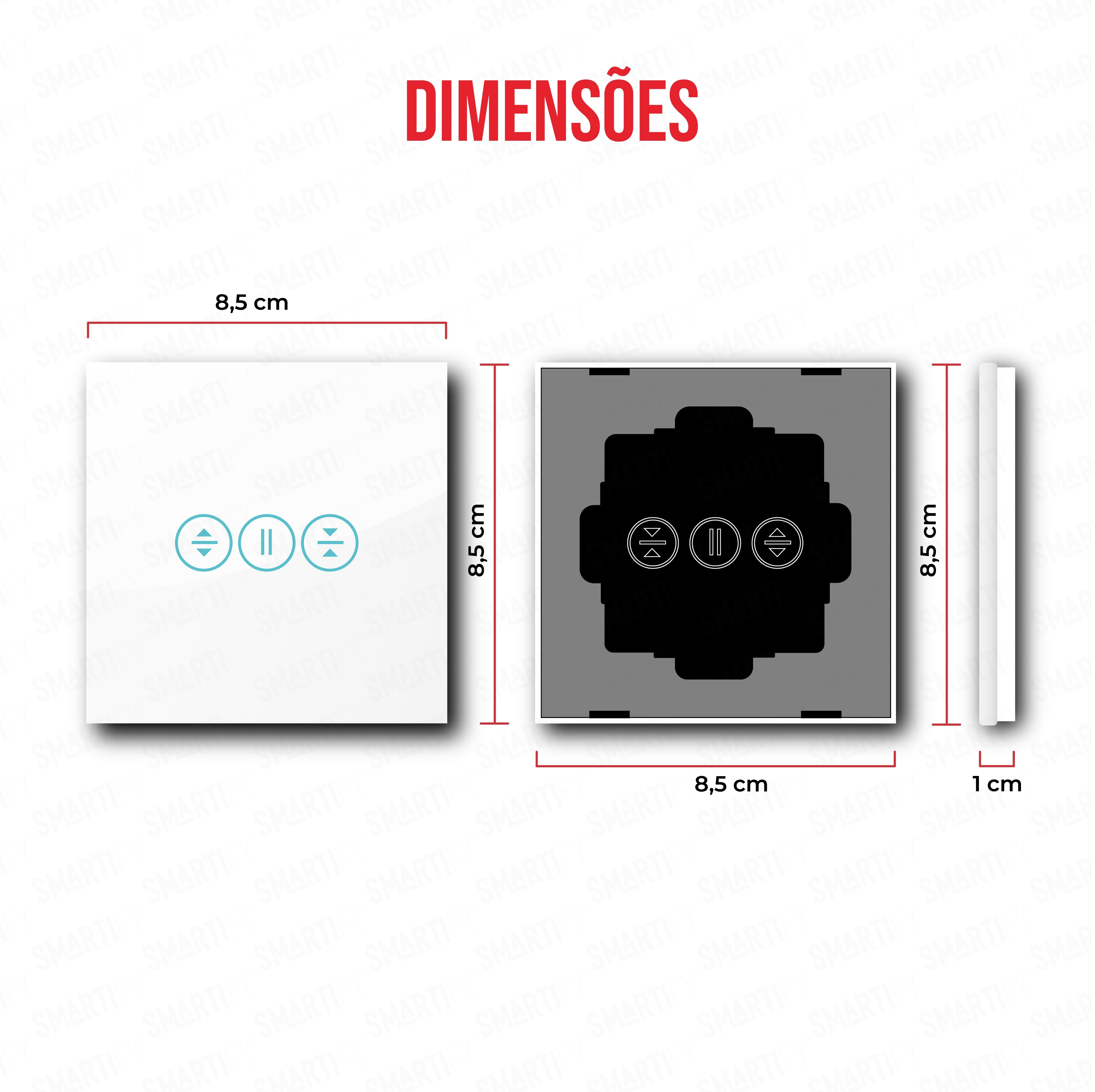 Smartify vPRO Espelho Simples Estores Branco - dimensões de espelho compacto com acabamento em vidro temperado.