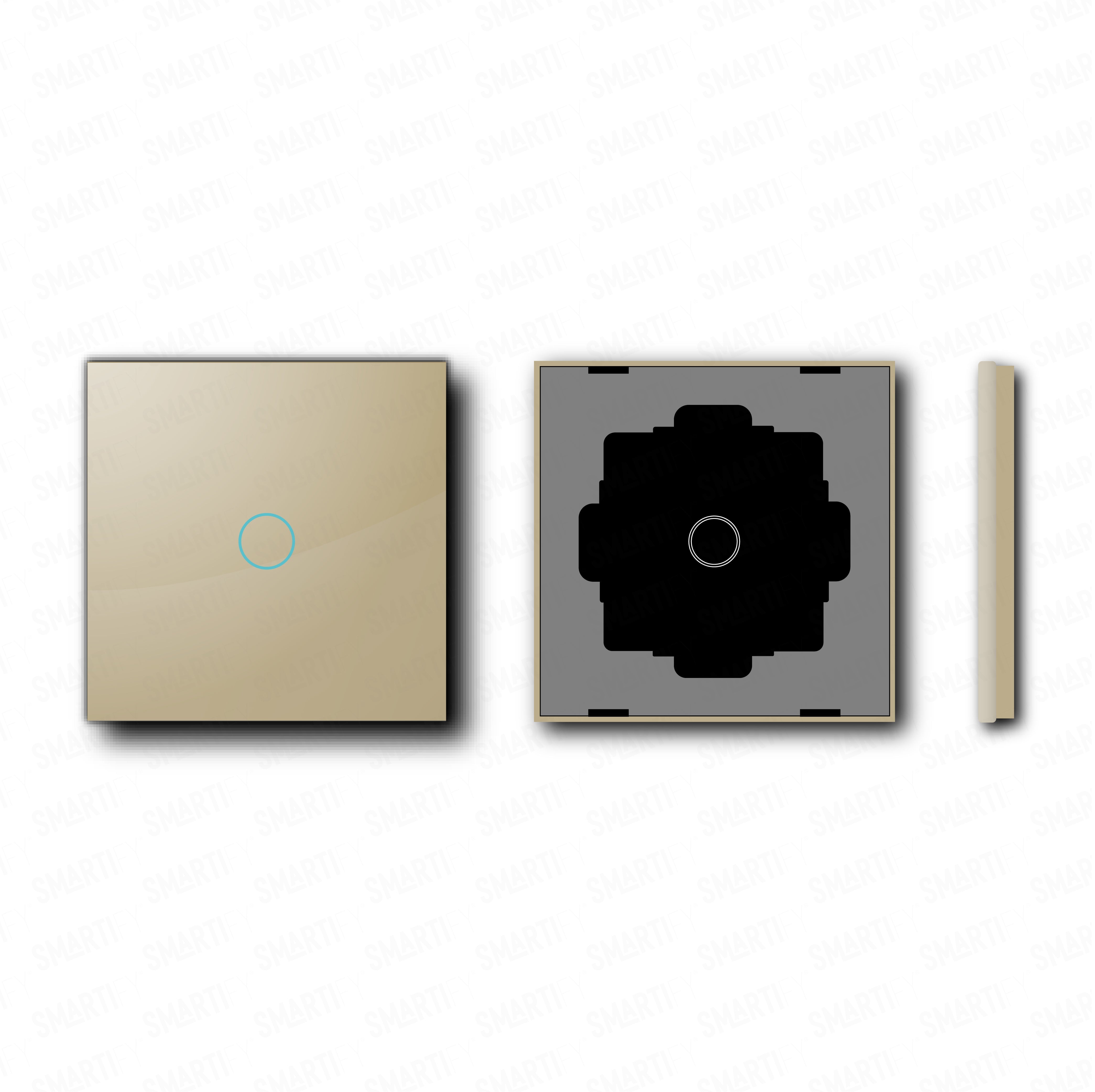 Smartify vPRO Espelho Simples de 1 botão Dourado – pontos de vista de espelho compacto com acabamento em vidro temperado.