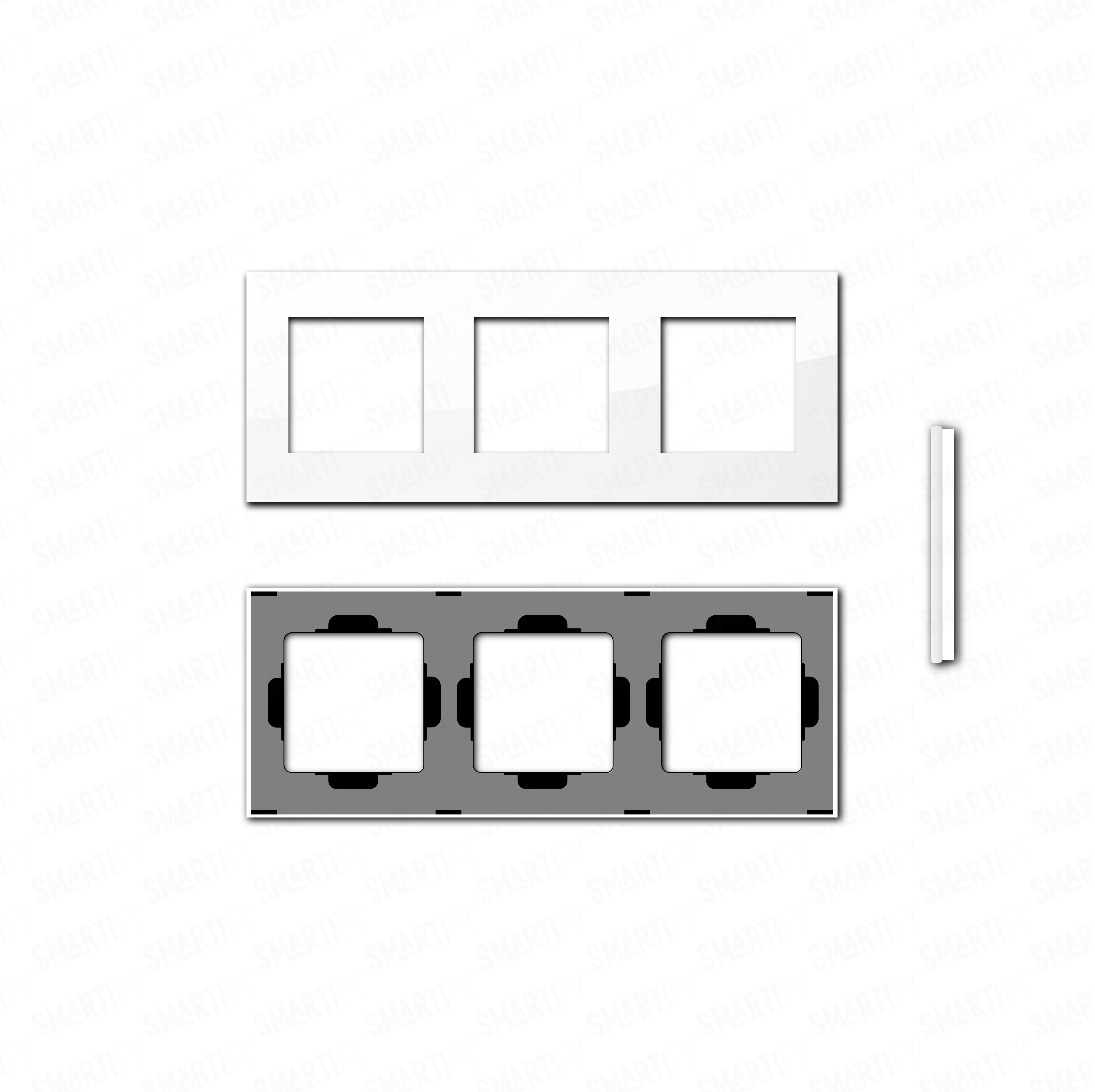 Smartify vPRO Espelho Triplo Moldura + Moldura + Moldura Branco – pontos de vista de espelho compacto com acabamento em vidro temperado.