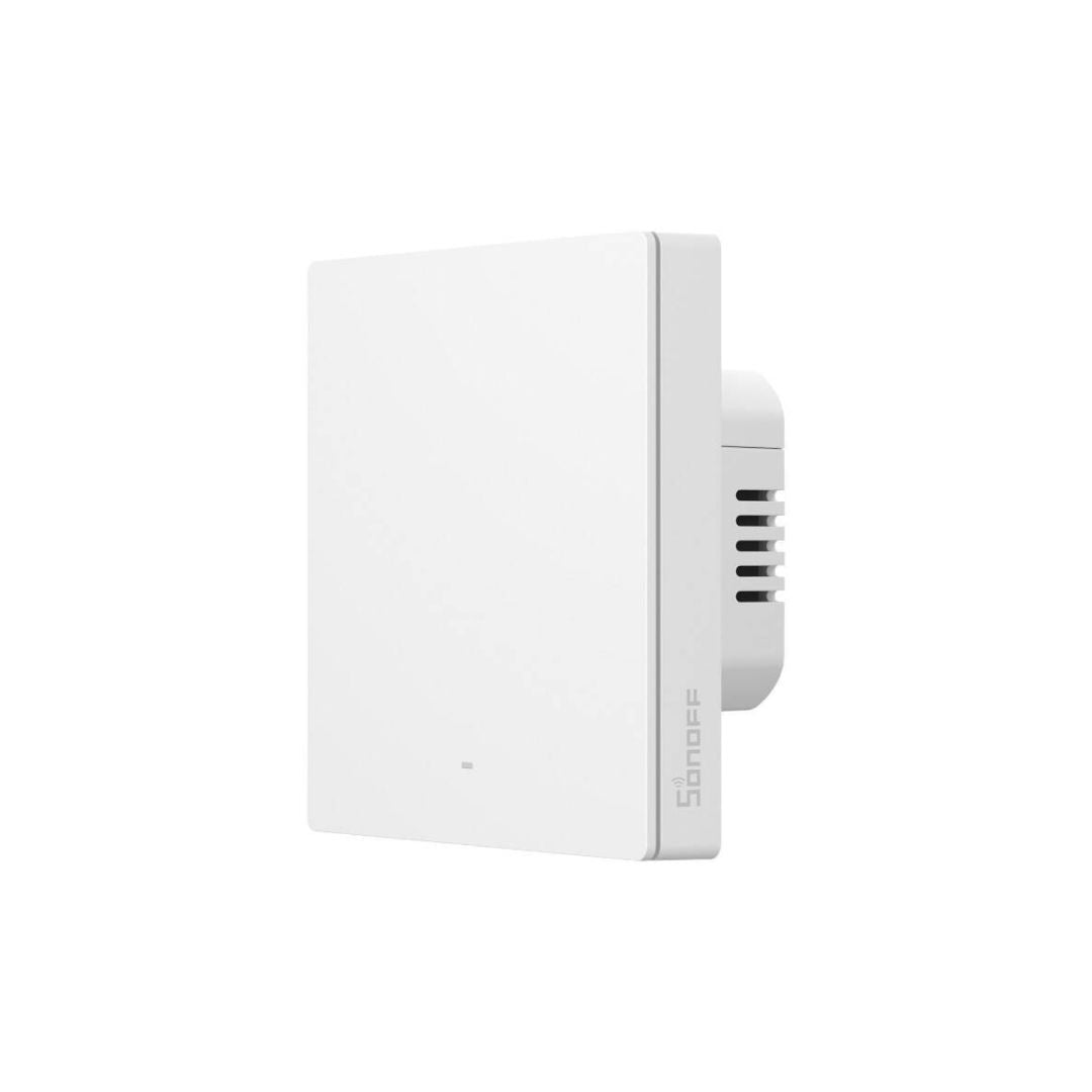 O interruptor inteligente Sonoff SwitchMan M5 oferece uma maneira conveniente de controlar a iluminação da sua casa. Com a sua conectividade Matter, ele pode ser controlado remotamente via aplicação eWeLink, sem necessidade de Bridge/Hub.