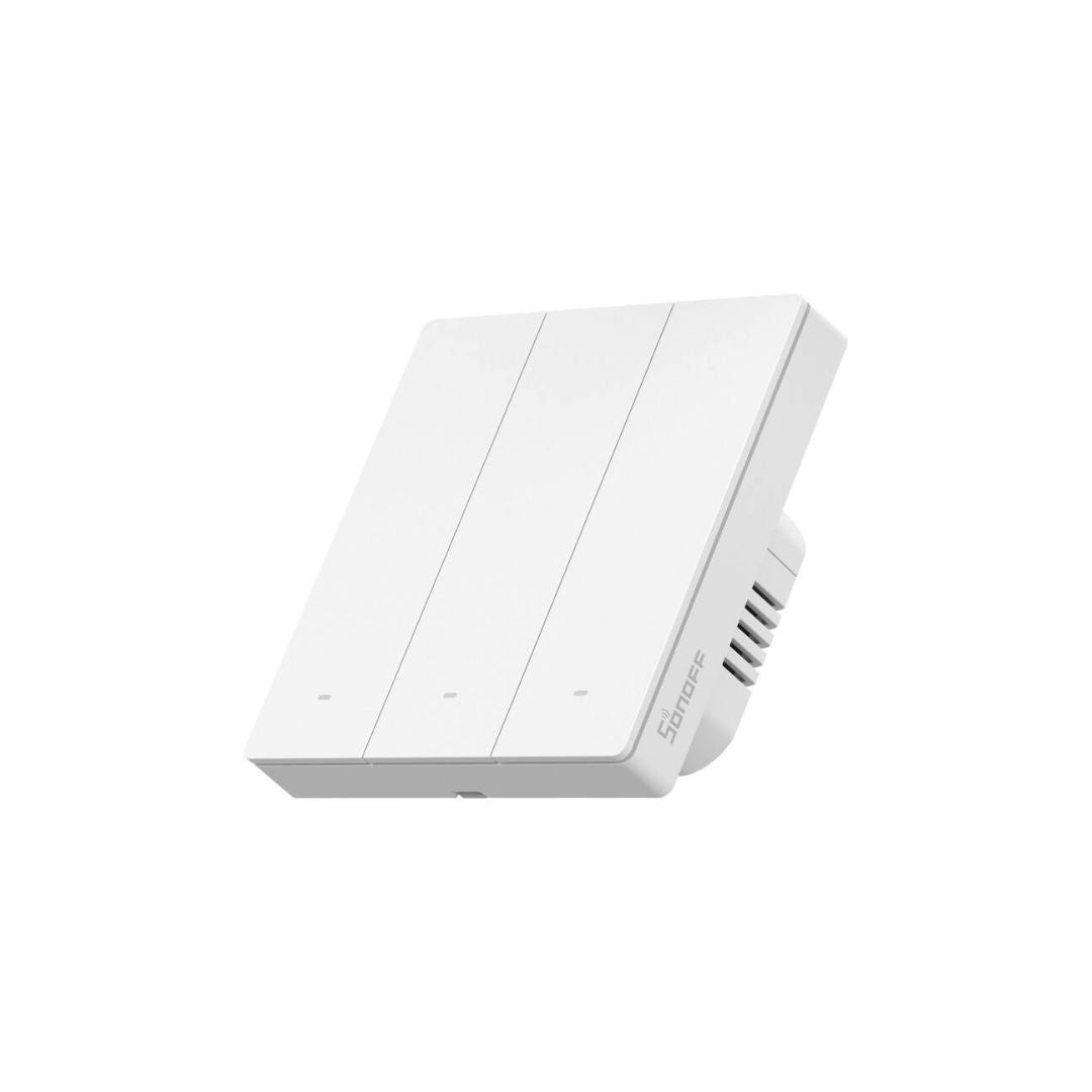 O interruptor inteligente Sonoff SwitchMan M5 oferece uma maneira conveniente de controlar a iluminação da sua casa. Com a sua conectividade Matter, ele pode ser controlado remotamente via aplicação eWeLink, sem necessidade de Bridge/Hub.