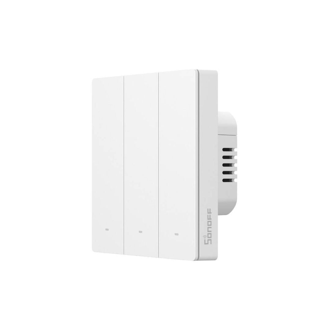 O interruptor inteligente Sonoff SwitchMan M5 oferece uma maneira conveniente de controlar a iluminação da sua casa. Com a sua conectividade Matter, ele pode ser controlado remotamente via aplicação eWeLink, sem necessidade de Bridge/Hub.