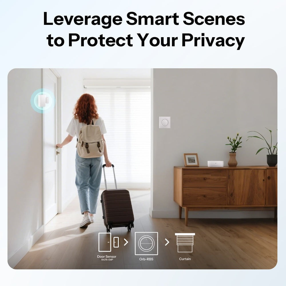 O Sonoff Orb-RBS é um interruptor inteligente para estores compatível com Matter over Wi-Fi, permitindo transformar estores elétricos tradicionais num sistema totalmente smart. Oferece controlo remoto, ajuste por percentagem, agendamento, automações e integração total com Apple Home, Google Home, Alexa, SmartThings e Home Assistant.