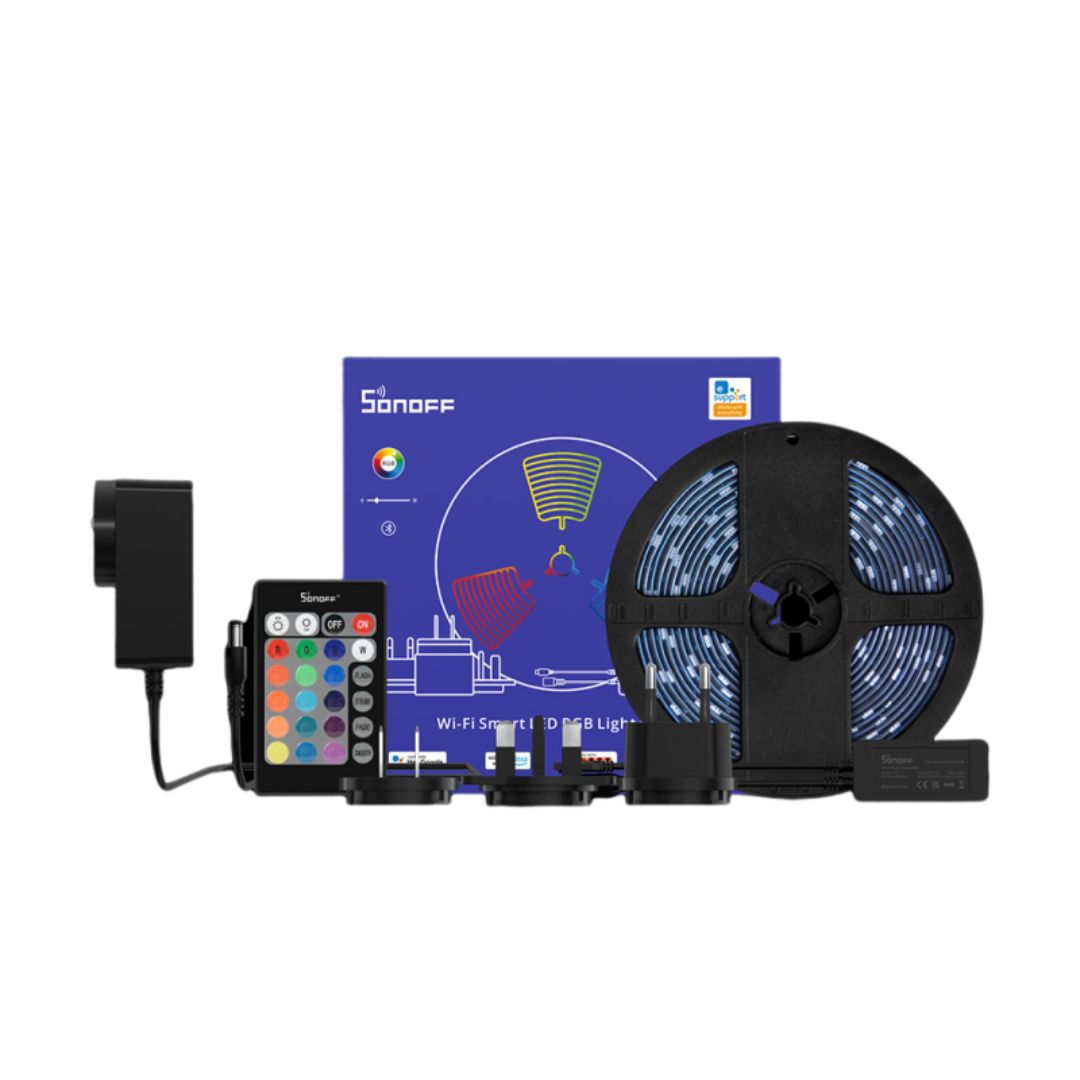 Personaliza a tua iluminação com a Fita LED Sonoff L2, controlável por Wi-Fi ou Bluetooth, resistente à água e com 16 milhões de cores para escolher.
