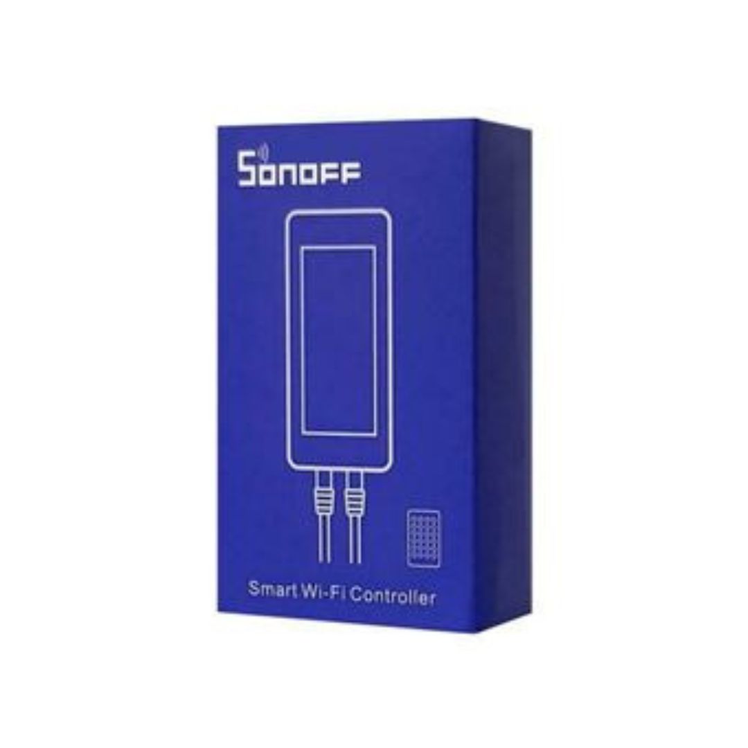 Controlador inteligente para fitas LED RGB com controle via WiFi/Bluetooth, ajuste de brilho e cor e integração com assistentes de voz.