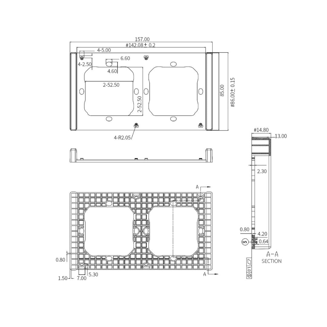 Moldura dupla branca para interruptores inteligentes SONOFF M5 de 80mm. Design moderno, fácil de instalar