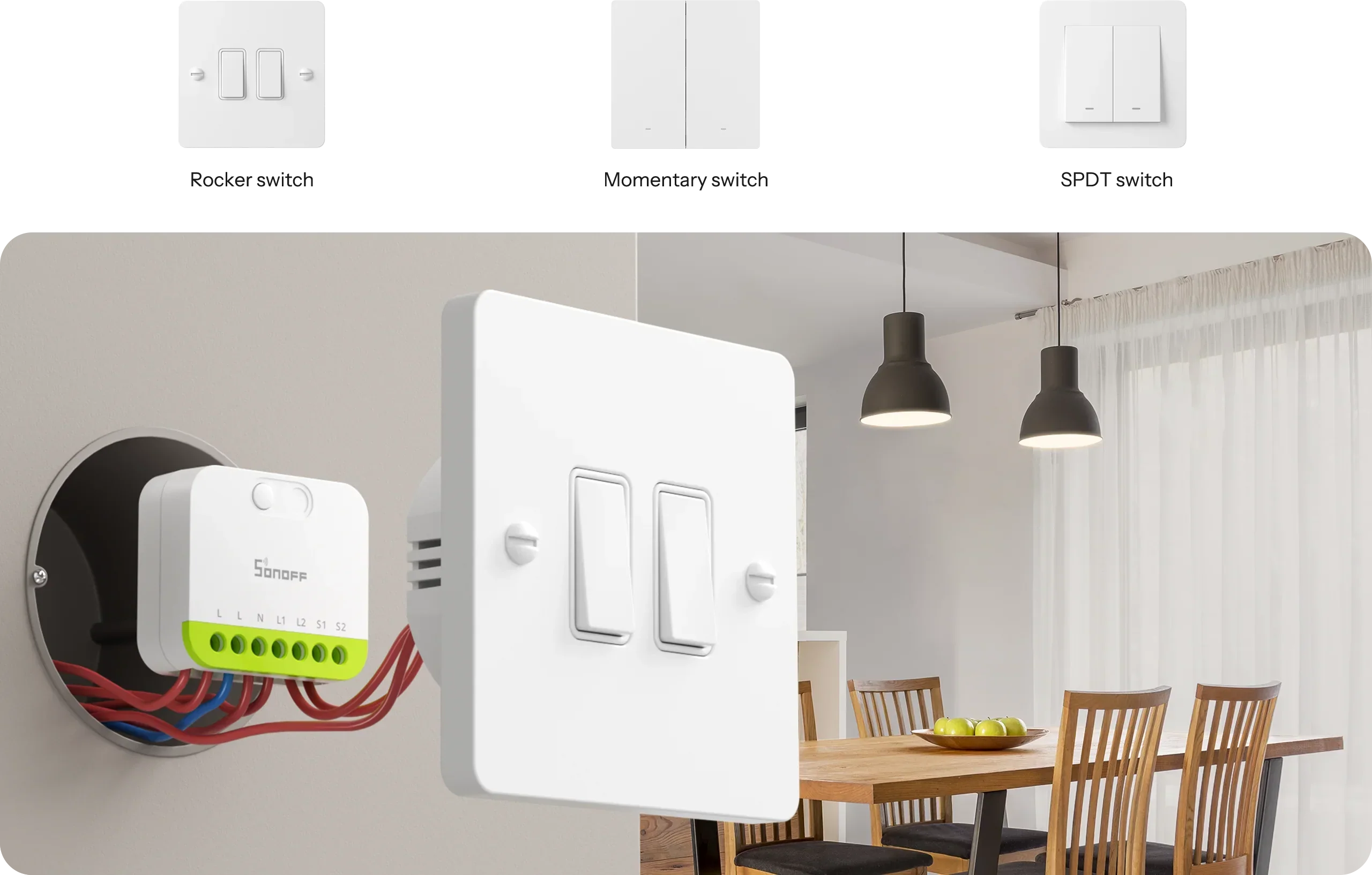 O Sonoff MINI-ZB2GS é um módulo inteligente compacto de dois canais que permite converter interruptores tradicionais em soluções de automação modernas, mantendo o controlo manual e adicionando funcionalidades smart.