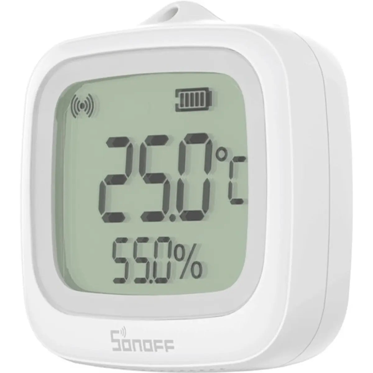 O SONOFF SNZB-02WD é um sensor inteligente de temperatura e humidade com ecrã LCD e conectividade Zigbee 3.0, desenvolvido para monitorizar em tempo real as condições ambientais em espaços interiores, incluindo locais com maior nível de humidade. 