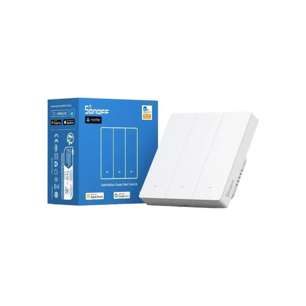 O SONOFF SwitchMan ZBM5 é um interruptor inteligente Zigbee 3.0 com botões físicos, disponível em versões de 1, 2 ou 3 canais. Foi concebido para modernizar o controlo da iluminação e de outros dispositivos elétricos, permitindo o uso tradicional e, simultaneamente, a integração em sistemas de casa inteligente.

Compatível com a aplicação eWeLink, permite controlo remoto, criação de temporizadores, cenários automáticos e notificações em tempo real. Pode ser integrado em plataformas abertas como o Home Assis