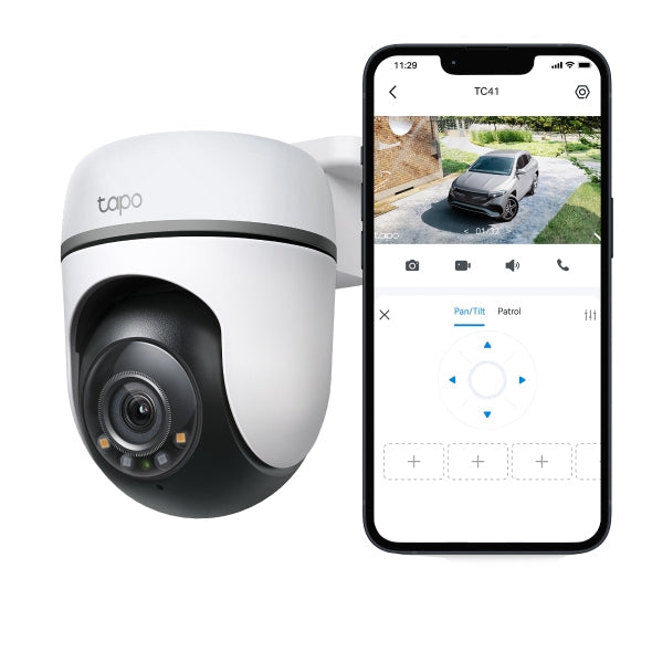 Câmara de Vigilância Exterior TP-Link Tapo TC41 2K Pan/Tilt com Wi-Fi, Visão Noturna e IP65