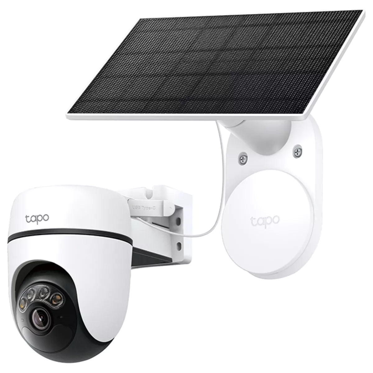 O Tapo TC90 KIT é uma solução de vigilância exterior completamente sem fios, ideal para monitorizar entradas, jardins e áreas externas de forma autónoma. Equipado com uma câmara pan/tilt de 360°, visão noturna a cores e deteção inteligente de pessoas, garante imagens nítidas em 2K 3MP e cobertura total sem pontos cegos.