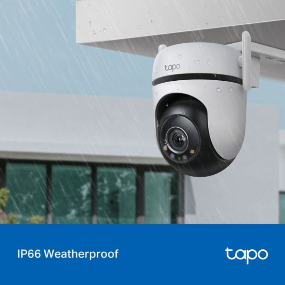 A câmara TP-Link Tapo C520WS é ideal para exterior, com certificação IP66 e imagem 2K QHD (2560×1440). Oferece visão noturna a cores com sensor Starlight e lente F1.6, garantindo nitidez mesmo com pouca luz.