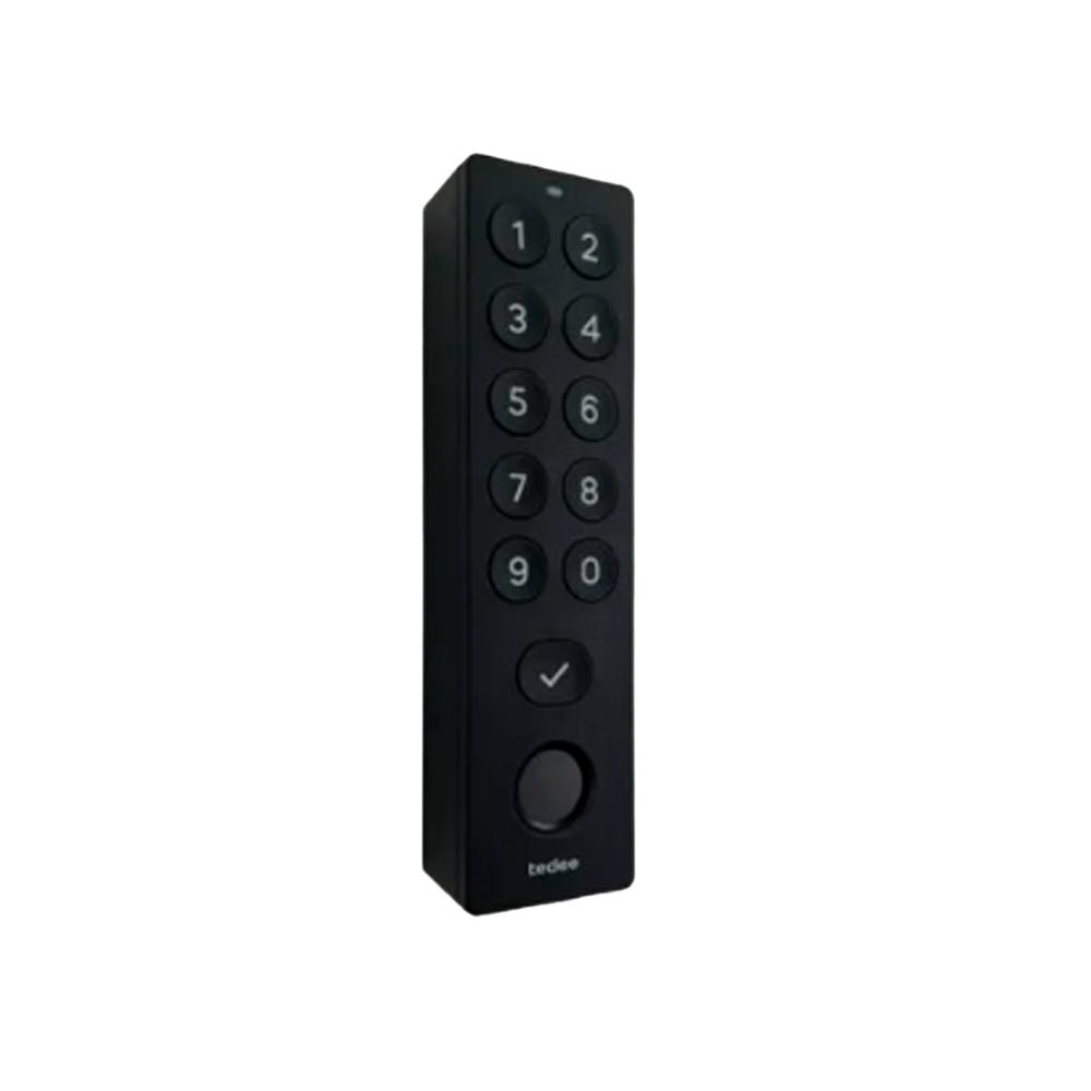 Teclado inteligente para portas com Bluetooth, design moderno, fácil instalação e compatível com fechaduras Tedee. Controle sem esforço!