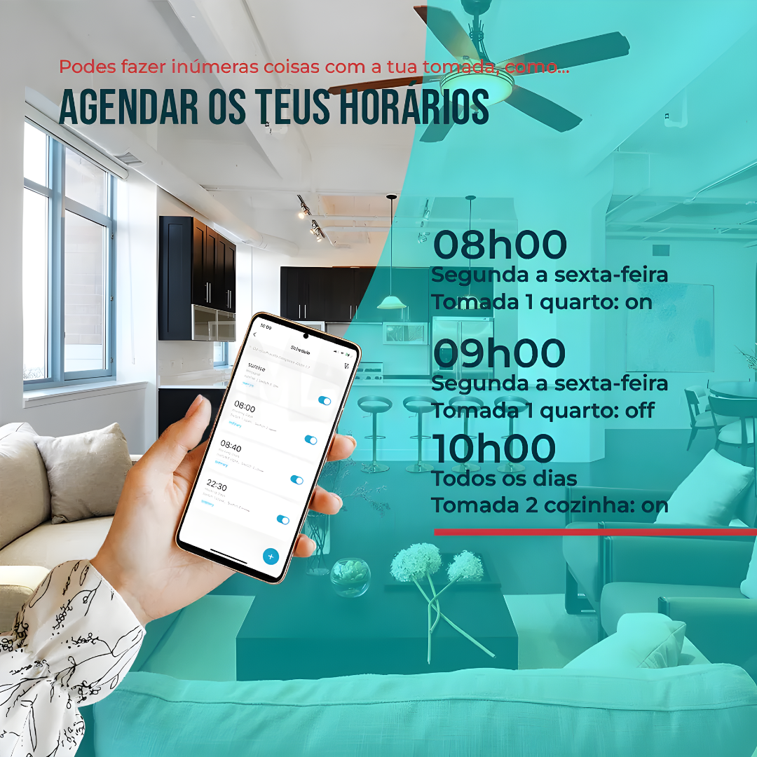 Tomada Inteligente com USB-C e USB-A (Smart socket) com capacidade de 16 Amperes em Preto,