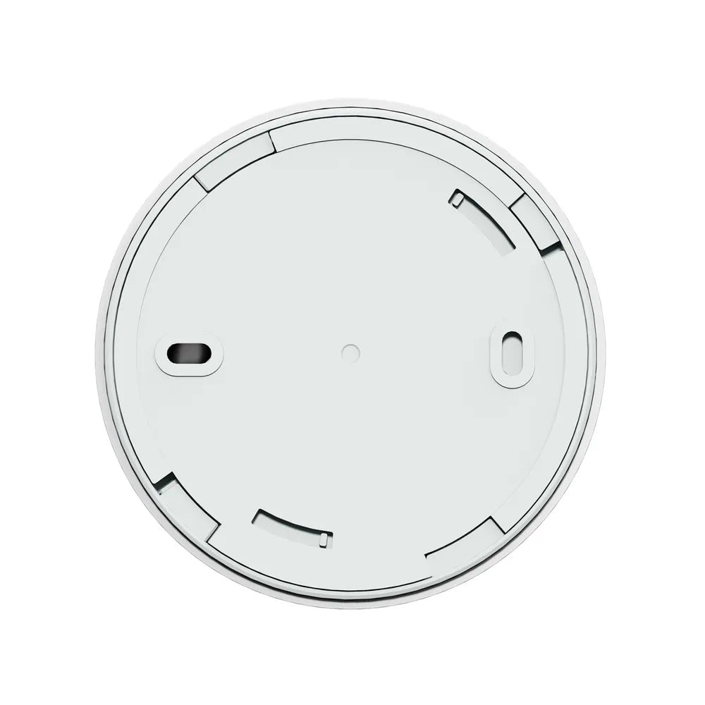 Sensor fotoelétrico que deteta fumo em fase inicial, com alarme sonoro e LEDs tricolores para avisos visuais e auditivos, garantindo maior segurança doméstica.
