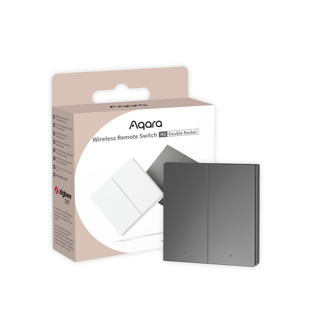 O interruptor remoto sem fios H1 da Aqara usa bateria CR2450 e comunica via Zigbee 3.0 para controlar dispositivos inteligentes com automações personalizadas.