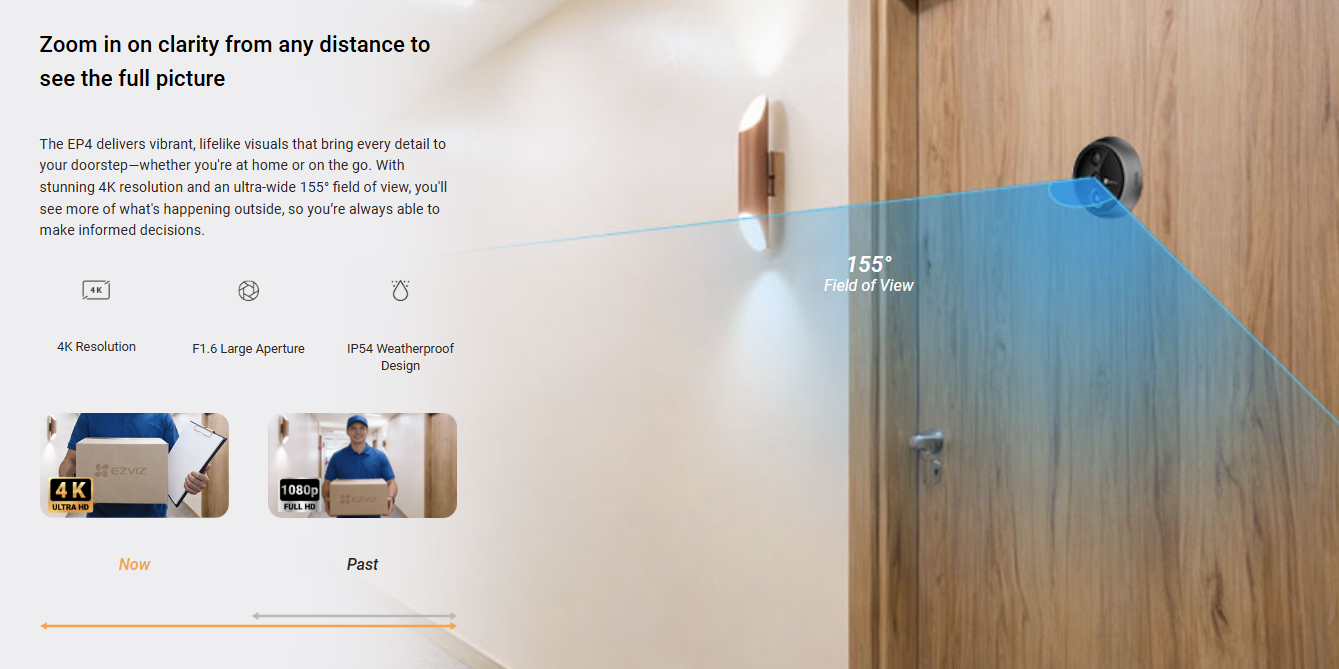 EZVIZ EP4 Silver - Visor digital de porta com ecrã tátil 5.5 polegadas