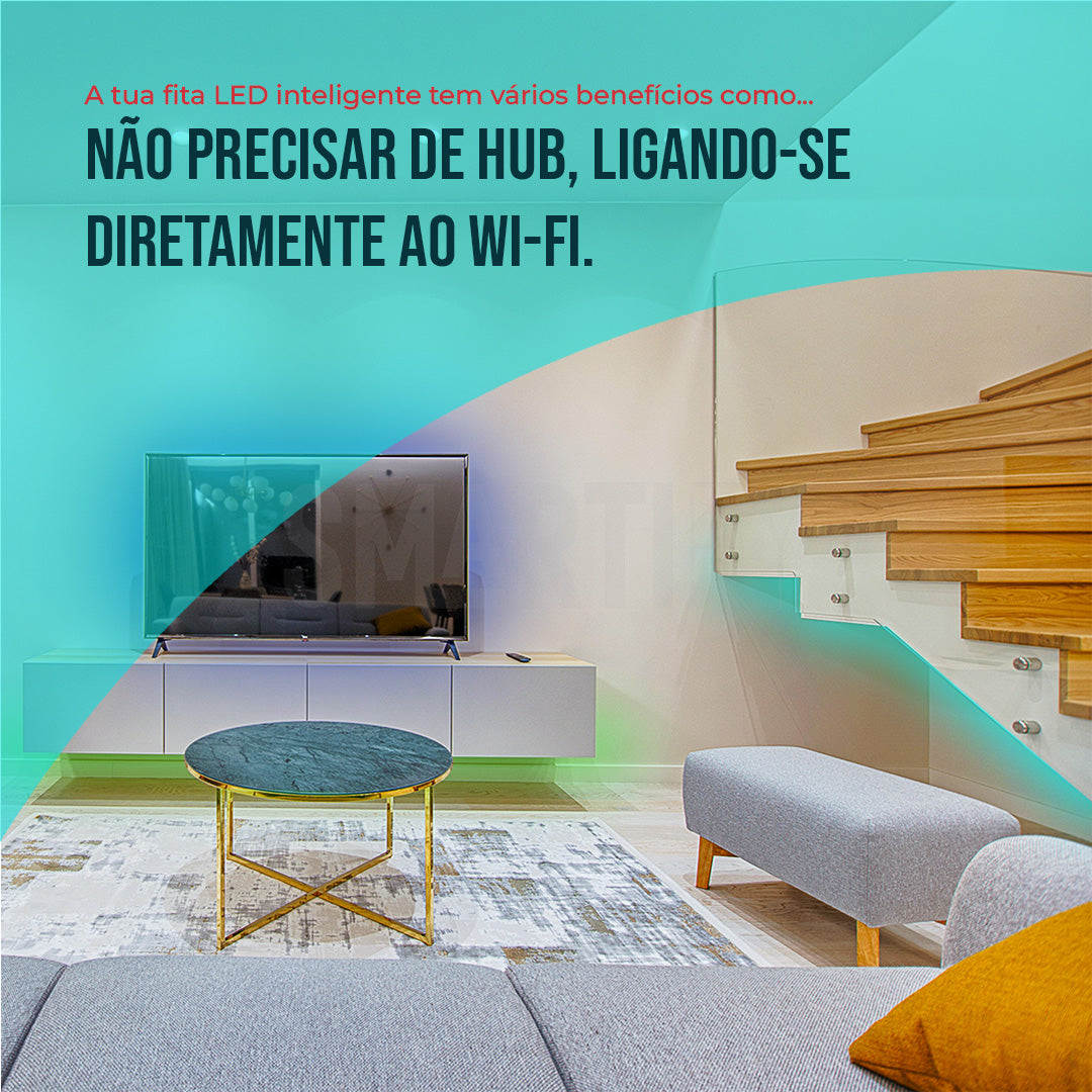 Fita LED Inteligente WiFi RGB-CCT (Cores + Branco) de 5M Smartify - Smartify - Casa Inteligente - Smart Home - Domotica - Casas Inteligentes
