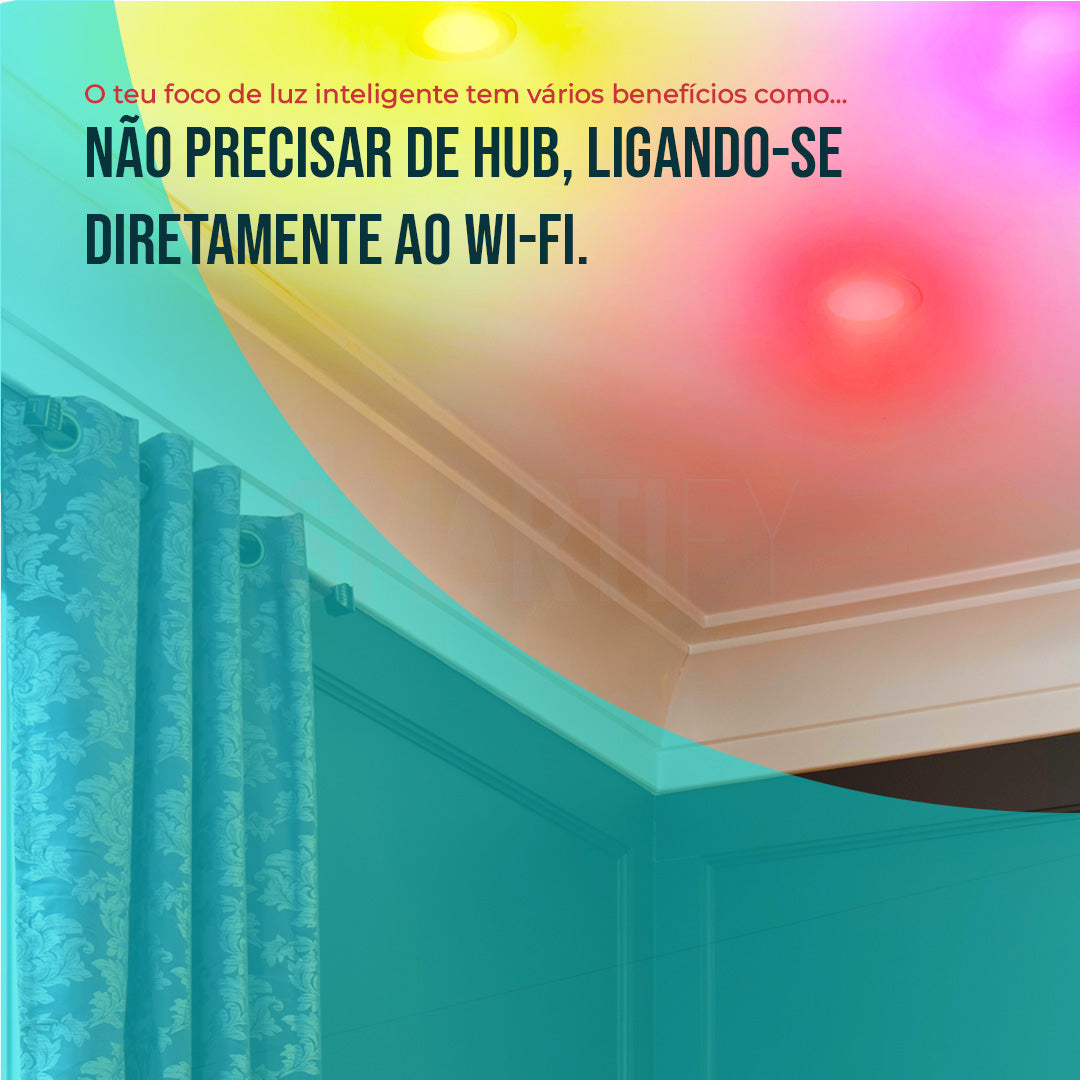 Downlight / Placa / Foco LED Ø96 mm WiFi Inteligente (Cores + Branco) Smartify - Smartify - Casa Inteligente - Smart Home - Domotica - Casas Inteligentes