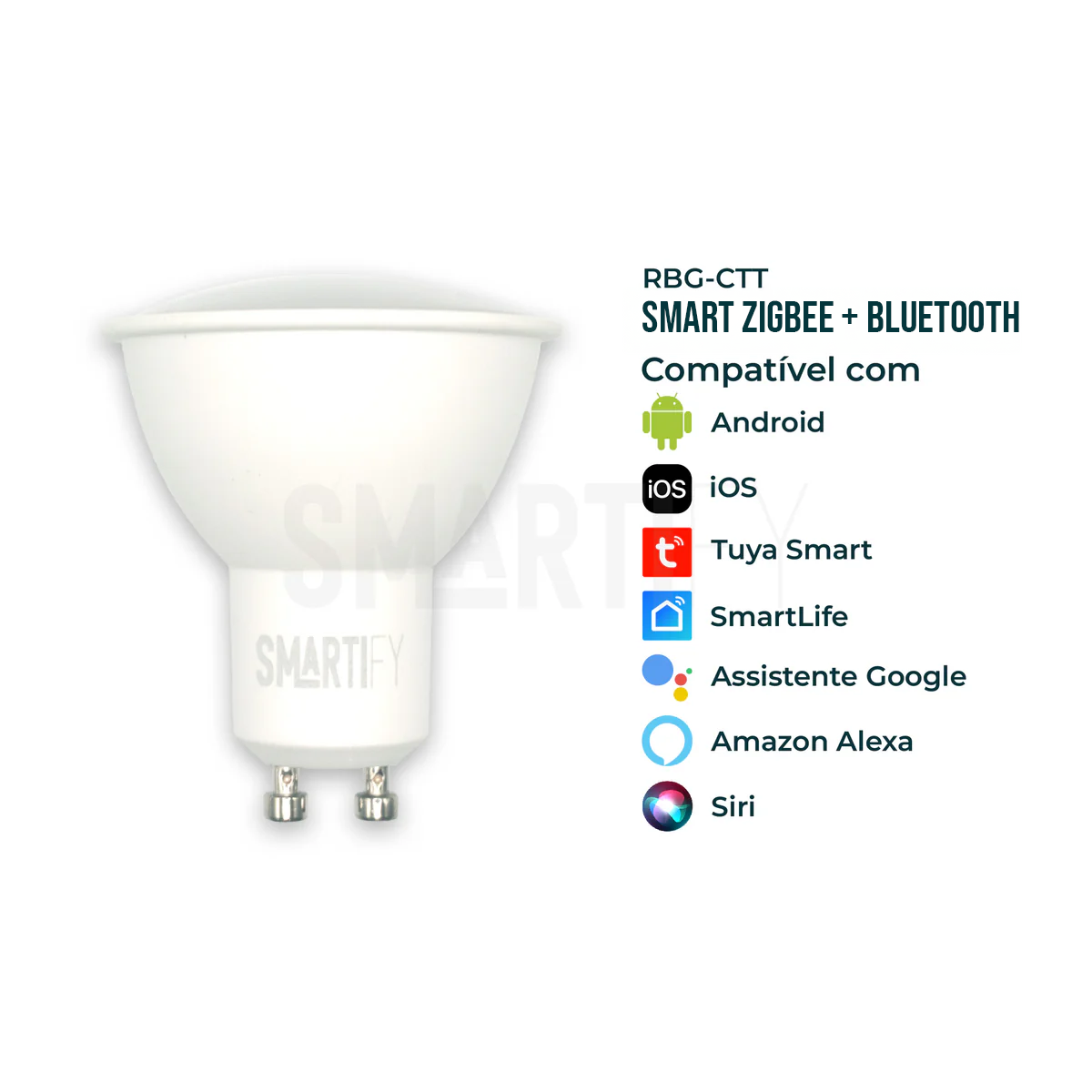 Lâmpada LED RGB - CCT (Cores + Branco) Inteligente GU10 Smart Zigbee Smartify - Smartify - Casa Inteligente - Smart Home - Domotica - Casas Inteligentes