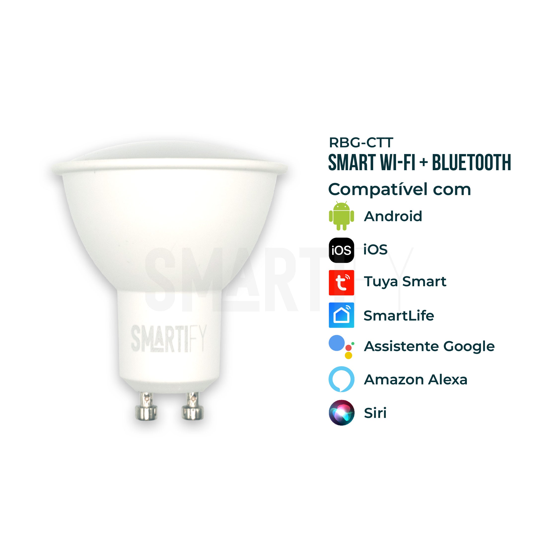Lâmpada LED RGB - CCT (Cores + Branco) Inteligente GU10 WiFi Smartify - Smartify - Casa Inteligente - Smart Home - Domotica - Casas Inteligentes