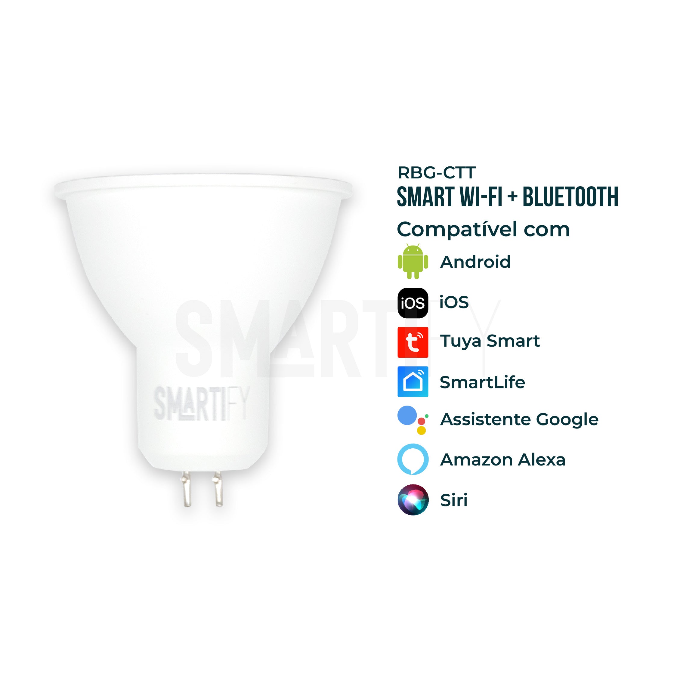 Lâmpada LED RGB - CCT (Cores + Branco) Inteligente GU5.3 WiFi Smartify - Smartify - Casa Inteligente - Smart Home - Domotica - Casas Inteligentes