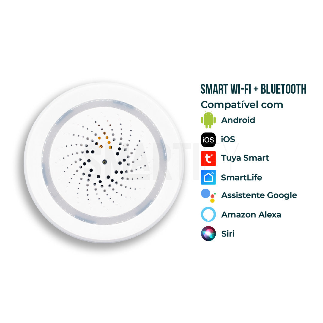 Sensor Inteligente de Temperatura e Humidade c/ Sirene WiFi Smartify - Smartify - Casa Inteligente - Smart Home - Domotica - Casas Inteligentes