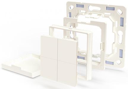 Componentes e opções de montagem Shelly BLU Wall Switch 4 ZB