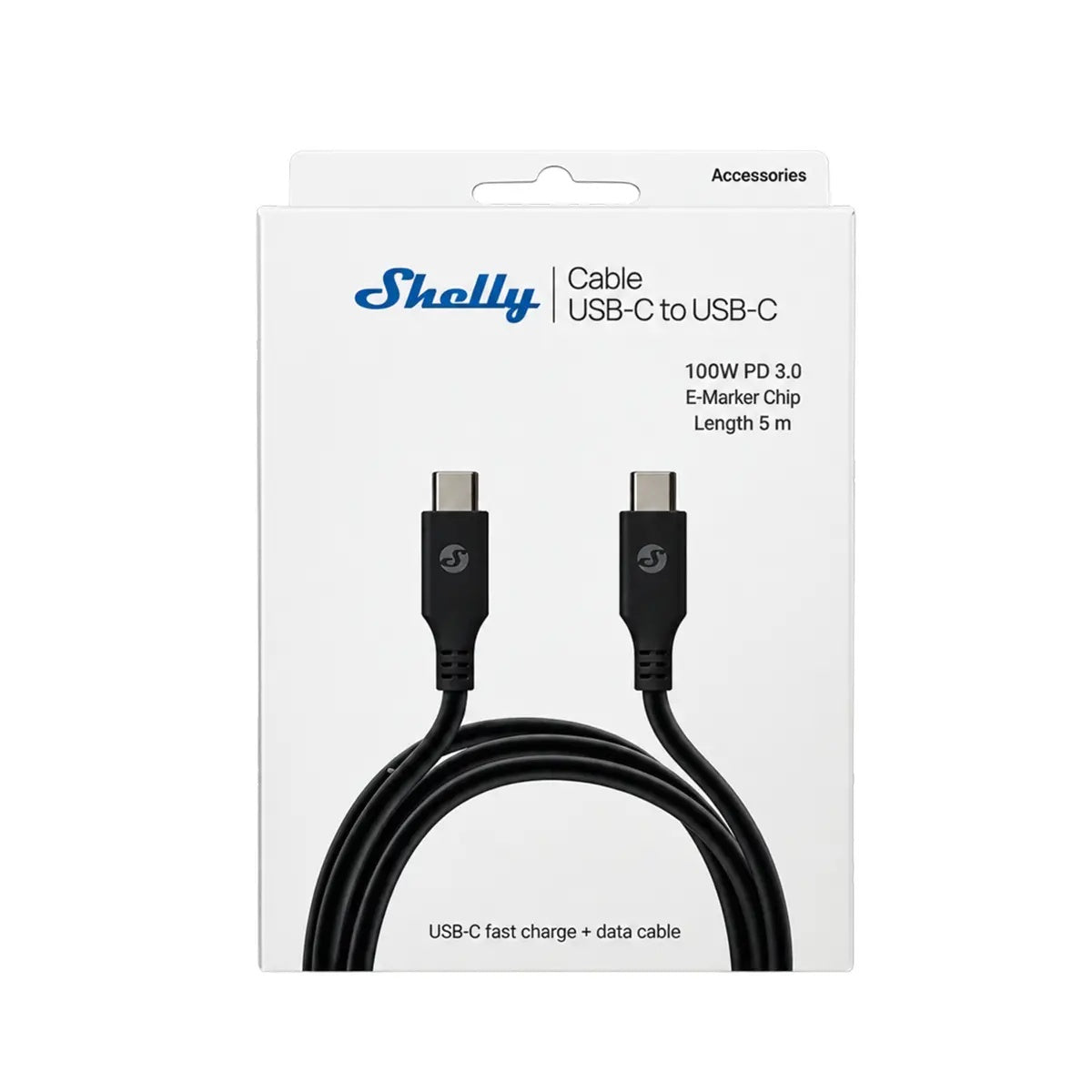 Shelly Cable - Cabo USB-C PD 100W 480Mbps Preto 5m - vista 4