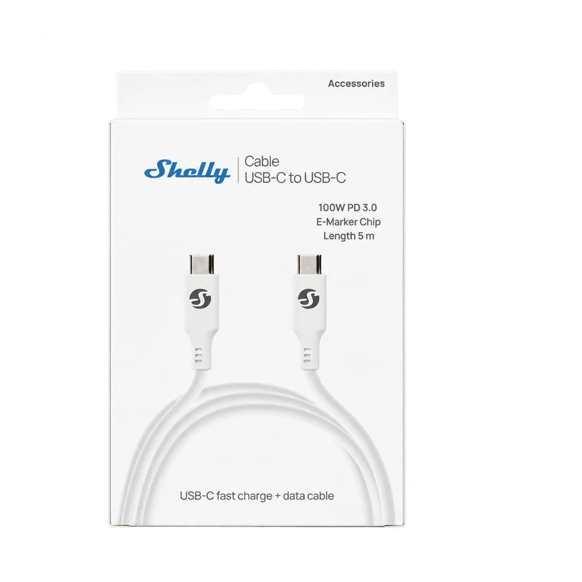 Shelly cabo USB-C branco 5m - embalagem de 5 metros