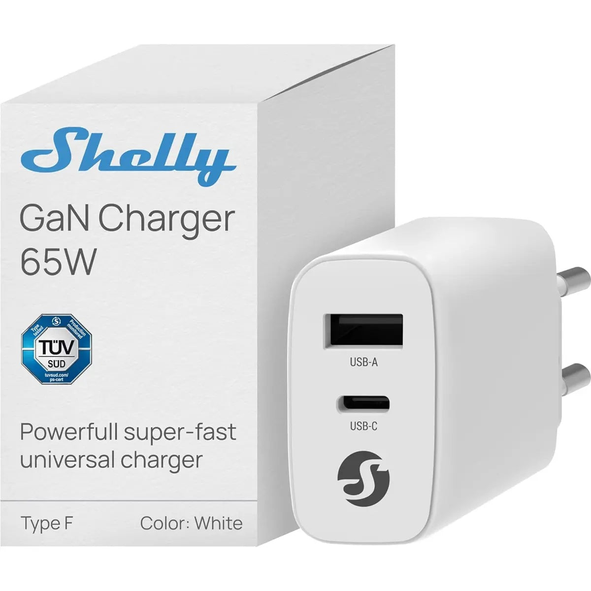 Shelly GaN Charger 65W - Carregador USB-C/A Branco - vista 5
