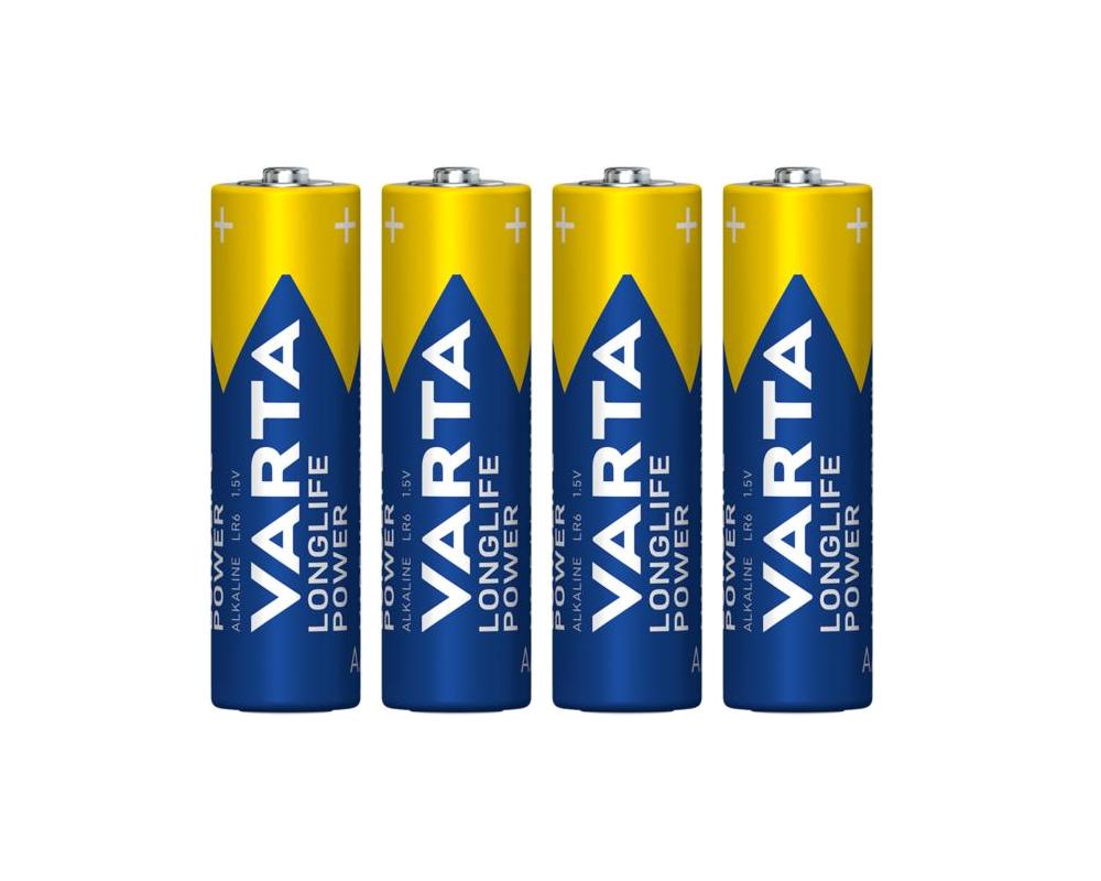 Quatro pilhas Varta Longlife Power AA de 1,5V