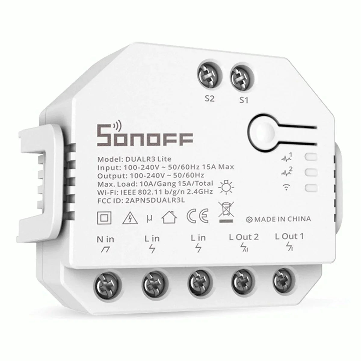 Sonoff Dual R3 Lite Comutador c/ medição de energia Wifi: Controlo remoto via smartphone.