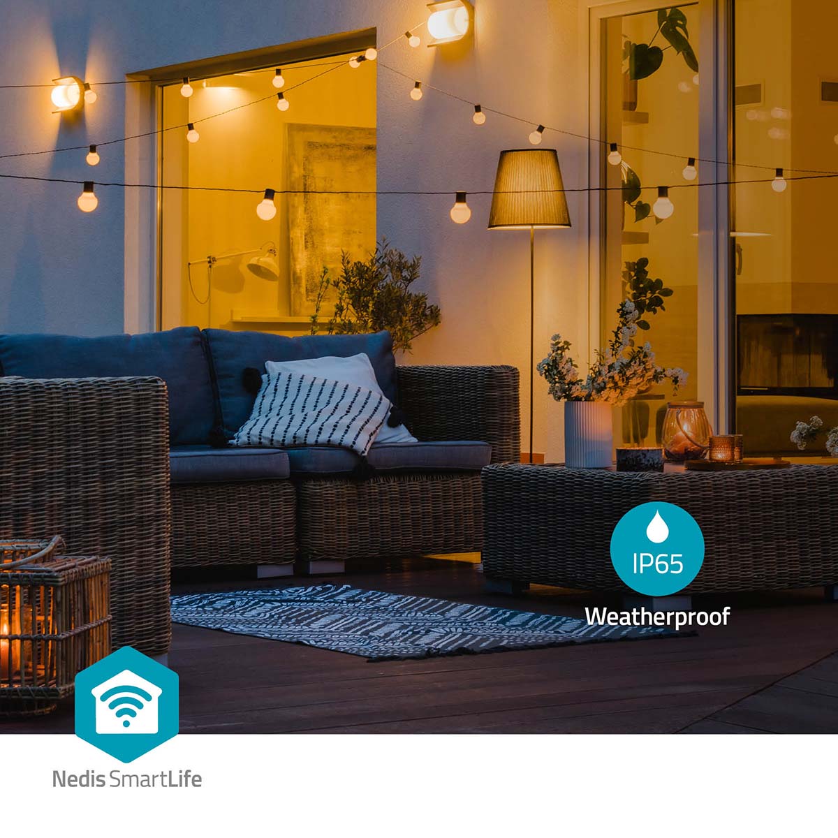 Luzes decorativas Nedis Wi-Fi branco quente (9m): iluminação inteligente para criar ambientes acolhedores com facilidade e estilo.