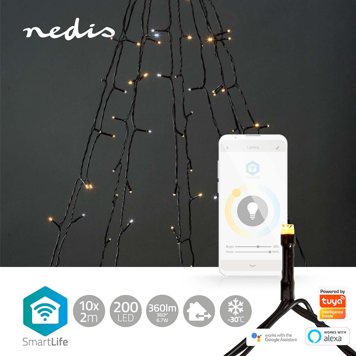 Luzes Nedis Wi-FI branco quente e frio iluminação inteligente para um Natal acolhedor. Controle via Wi-Fi para uma experiência festiva personalizável.
