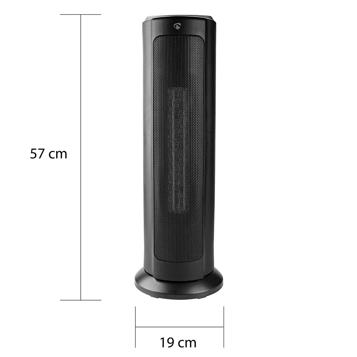 Nedis SmartLife Aquecedor com ventilador Wifi | Torre | 2000 W | 3 Definições de calor | Oscilação | Visor | 15 - 35 °C | Android™ / IOS | Preto | dimensões