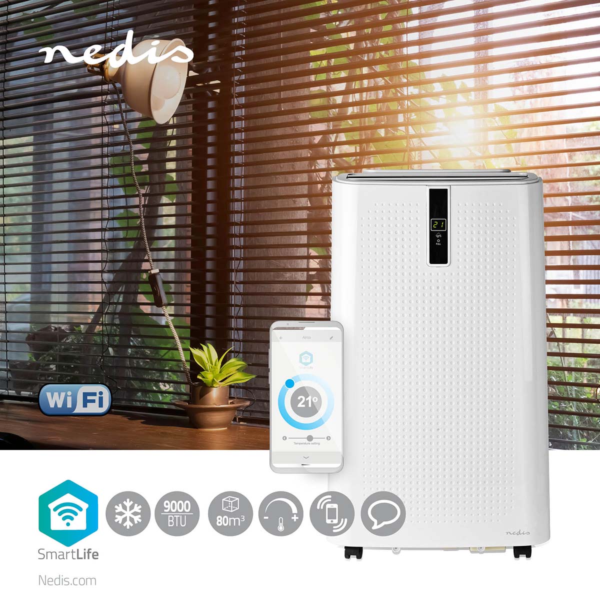 Nedis Ar Condicionado Inteligente 3 em 1 fácil de instalar e utilizar em diversos ambientes.